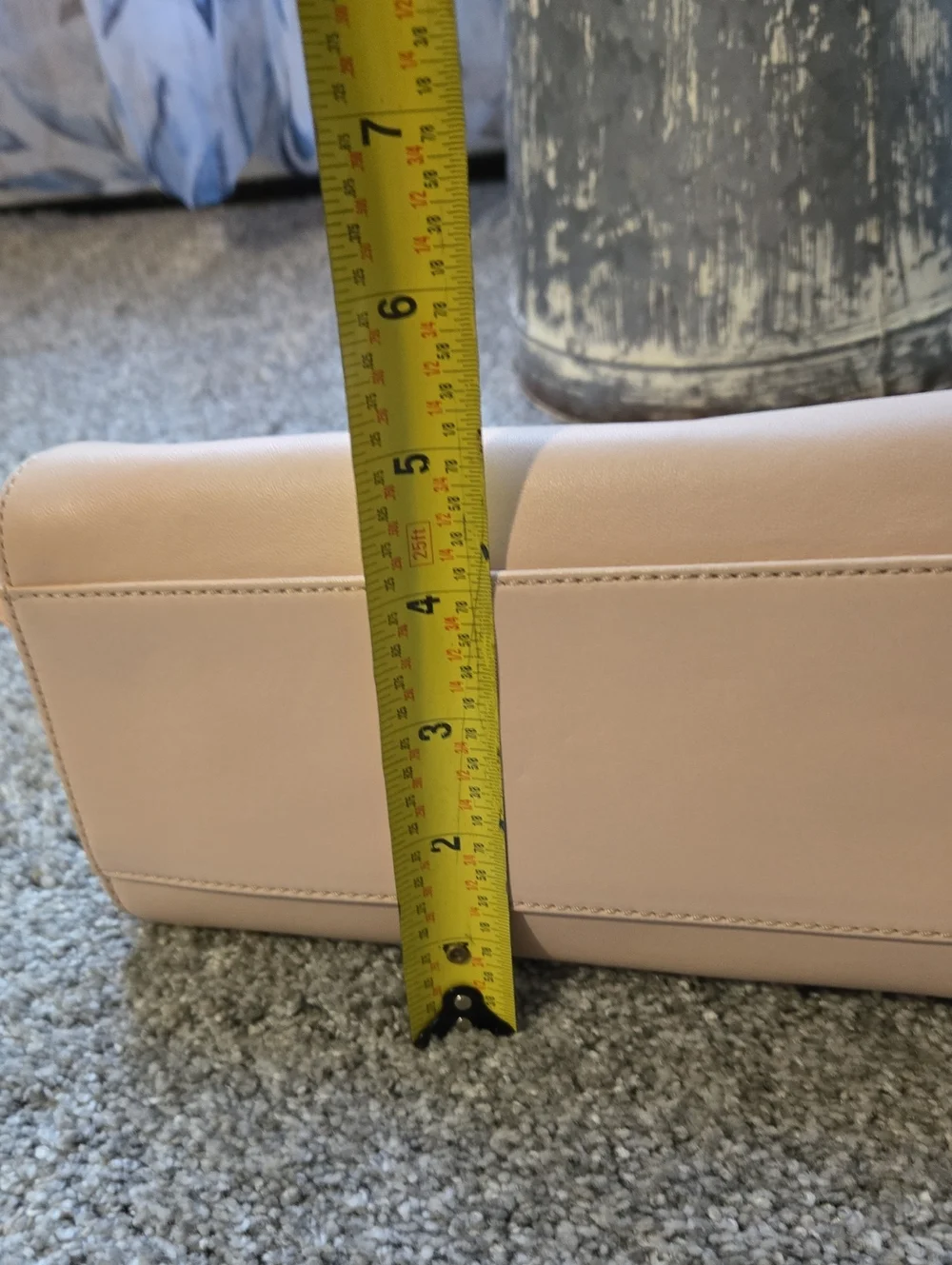 Fendi Peekaboo Cream/blush Leather Satchel with Red Handle and Silver Hardware